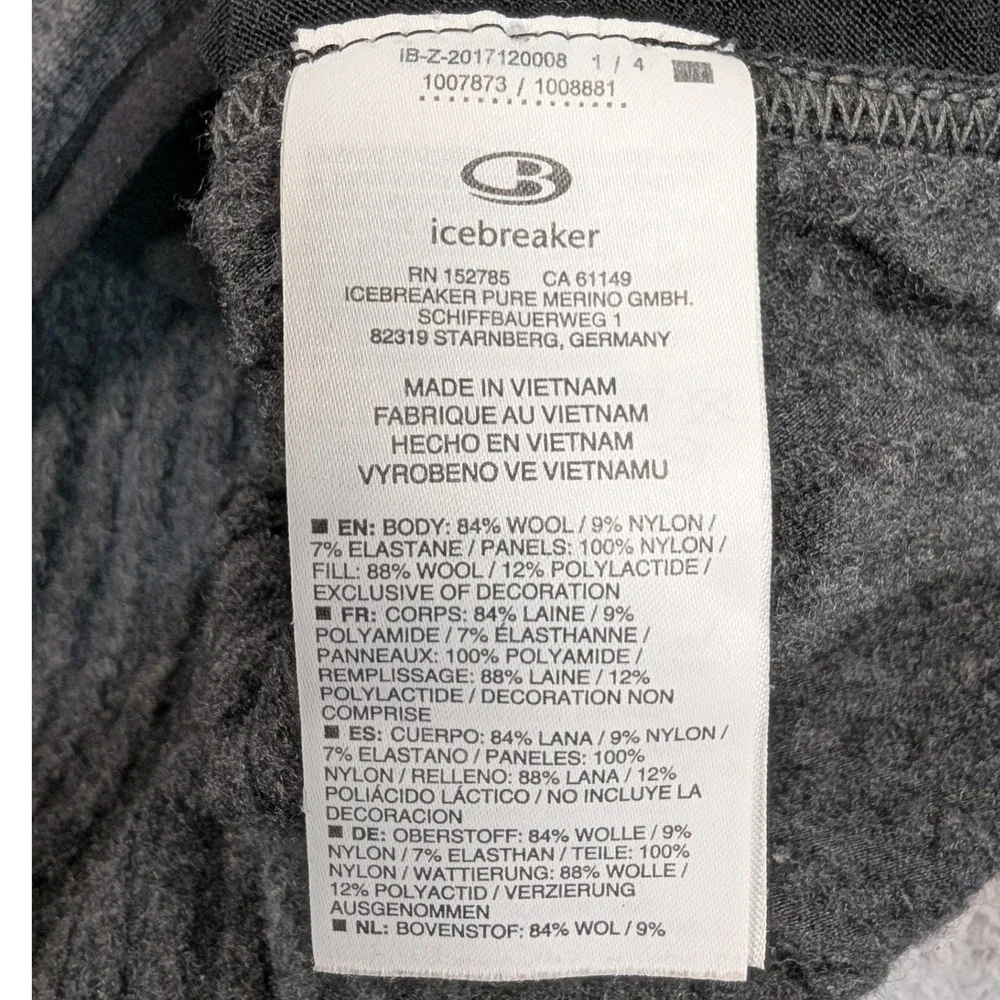 Icebreaker Descender Merino Wool Hybrid Half Zip Hoodie Gray Mens Medium